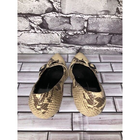 Giuseppe Zanotti Ivory Cream SnakeSkin Leather Pointed Strap Heels Women Sz 37EU - Picture 10 of 16